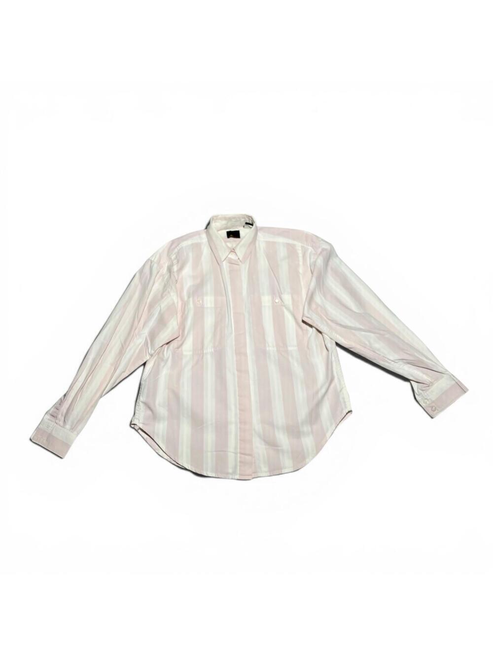 Vintage 90s LizSport Pink and White Striped Cotton Button Down Shirt Small